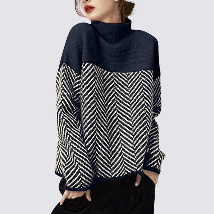 Eliza | Retro Colour Block Half Turtleneck Jumper