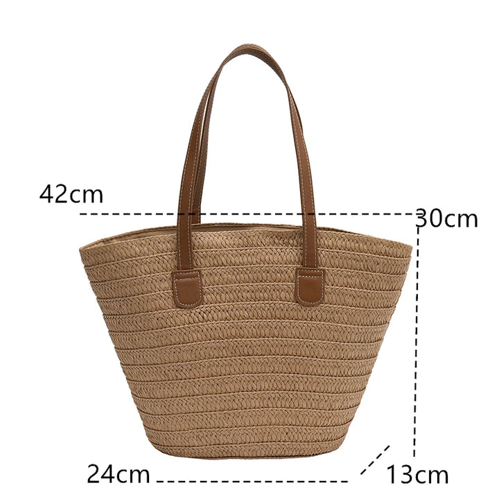 Eva | Woven straw beach shoulder bag